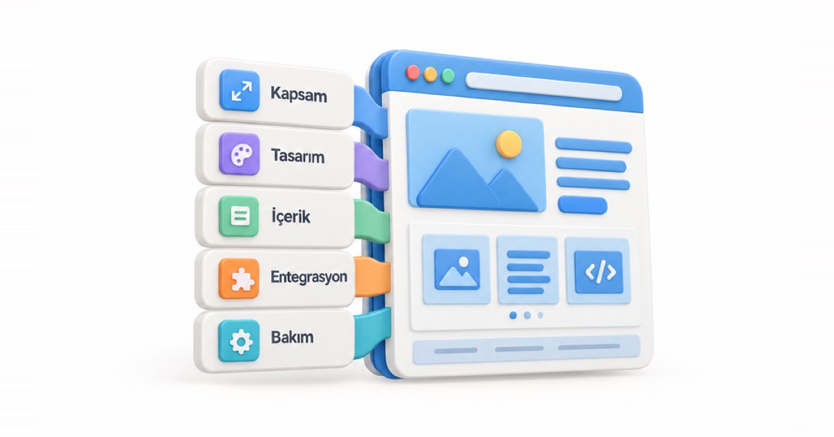 Web sitesi fiyatını belirleyen beş başlık: kapsam, tasarım, içerik, entegrasyon ve bakım